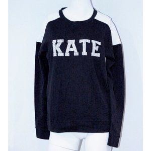 AMERICAN RETRO Sweatshirt "Kate" for Kate Moss BEADED LOGO Black White TERRY Top